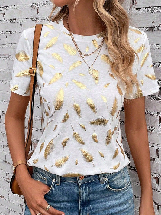 Loose Short Sleeves Bronzing Round-Neck T-Shirts Tops