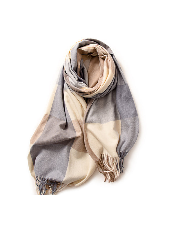Keep Warm Plaid Tasseled Shawl&Scarf