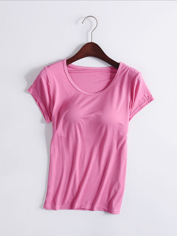 Modal Solid Color Short Sleeve Yoga Casual T-Shirts