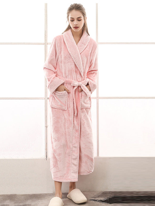 Comfortable Solid Bandage Pajama Robe