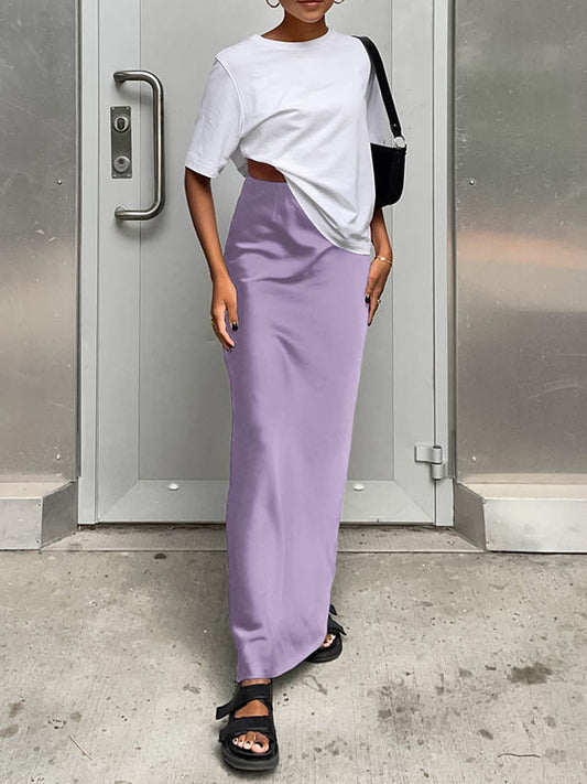 High Waisted Solid Color Skirts Bottoms