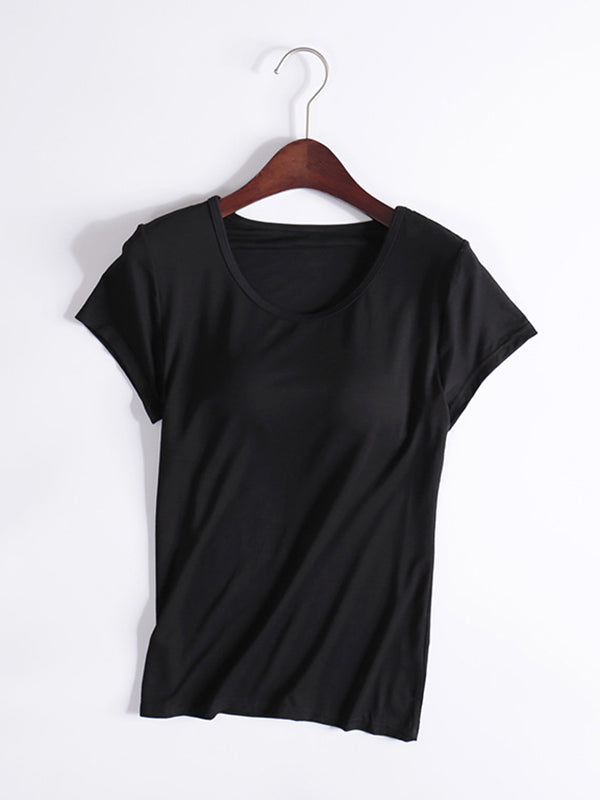 Modal Solid Color Short Sleeve Yoga Casual T-Shirts