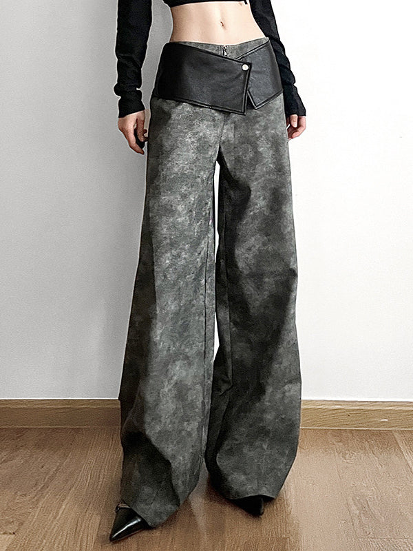 Loose Wide Leg High-Waisted Split-Joint Zipper Pants Trousers