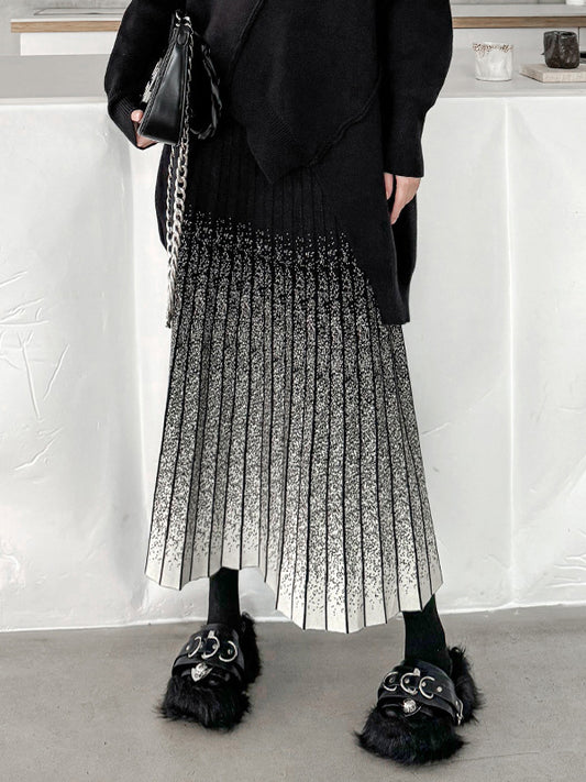 A-Line Loose Gradient Pleated Skirts Bottoms