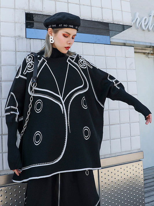 Original Print Irregularity Knitting Sweater