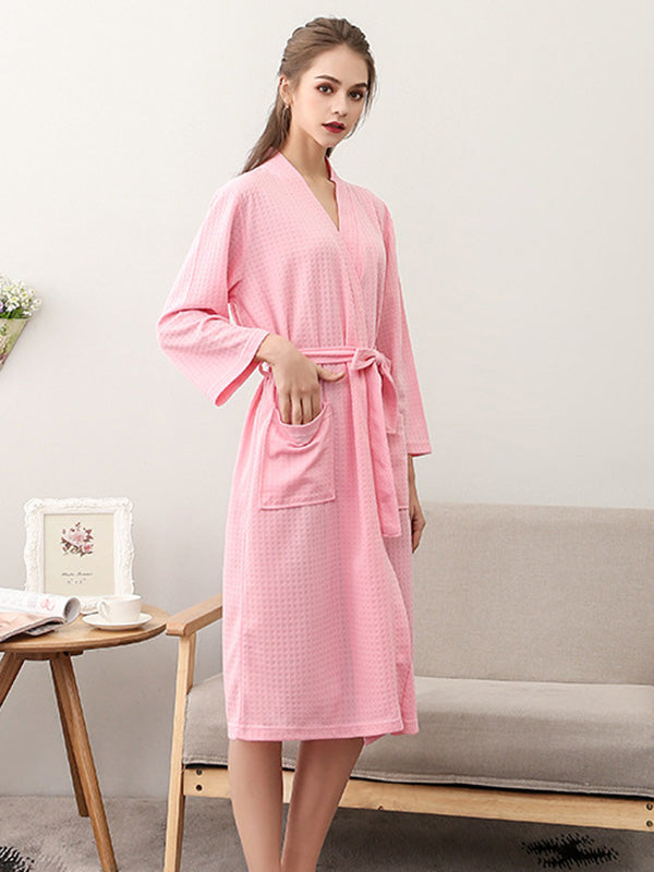Comfortable Solid Bandage Thin Pajama Robe
