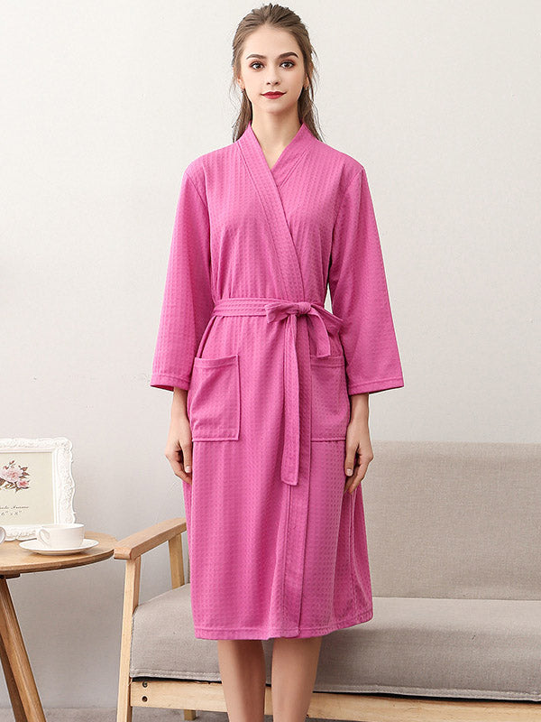 Comfortable Solid Bandage Thin Pajama Robe