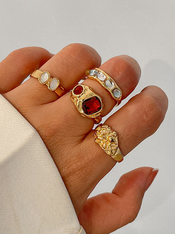 Geometric Rhine Stones Rings Accessories