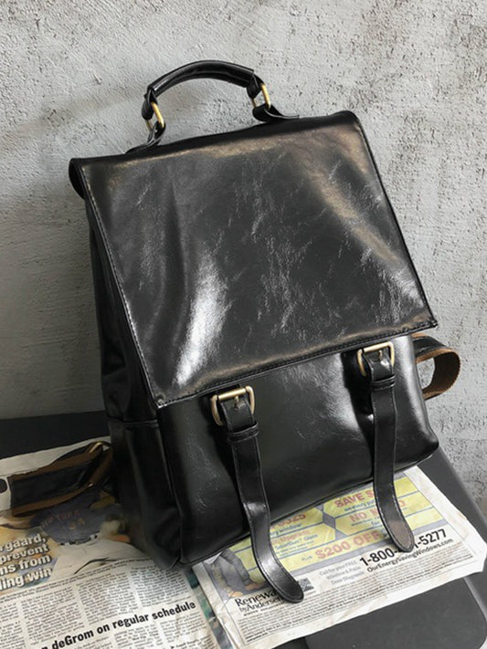 Simple Vintage Solid Color Backpack