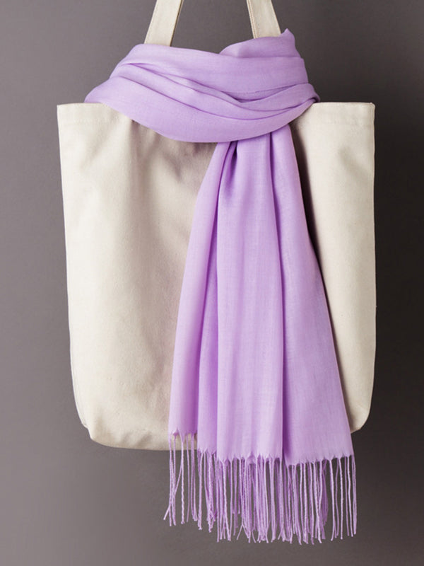 Simple Tasseled Solid Color Shawl&Scarf