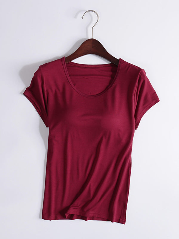 Modal Solid Color Short Sleeve Yoga Casual T-Shirts