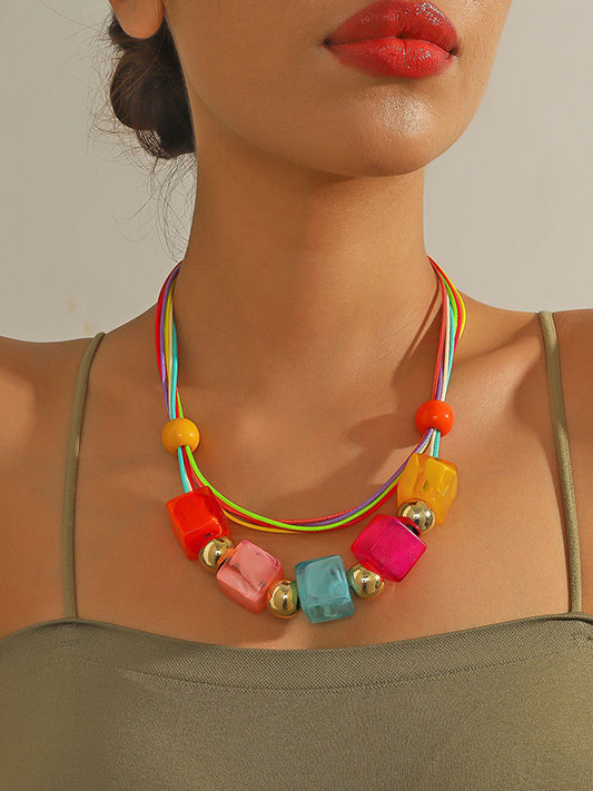 Geometric Layered Necklaces Accessories