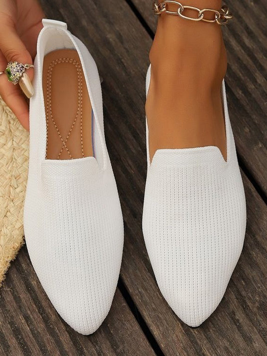 Pointed-Toe Shallow Cut Split-Joint Flat Shoes