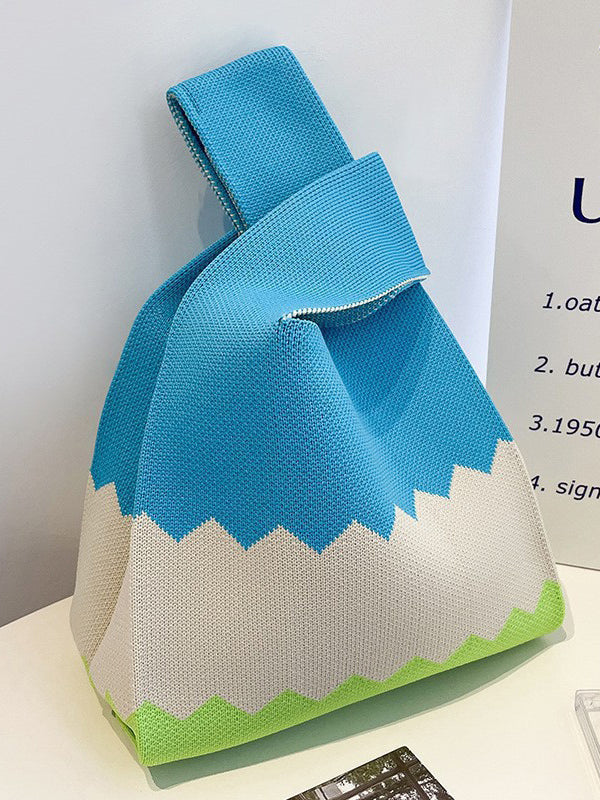 Contrast Color Woven Handbag