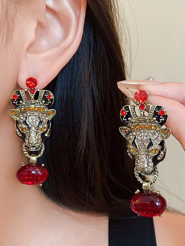 Geometric Rhine Stones Drop Earrings