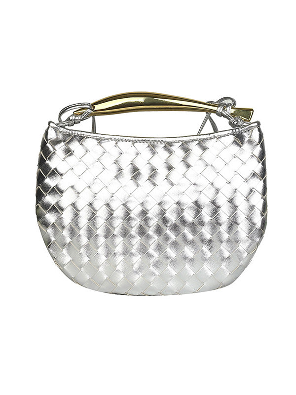 Geometric Split-Joint Woven Zipper Bags Handbags
