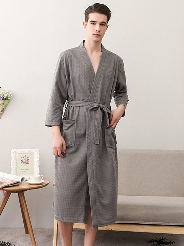 Comfortable Solid Bandage Thin Pajama Robe