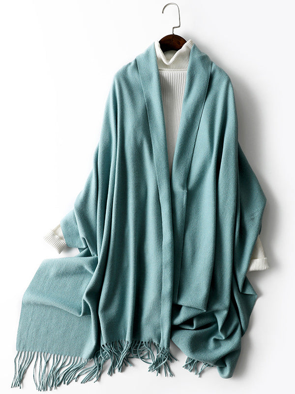 Keep Warm Solid Color Tasseled Shawl&Scarf