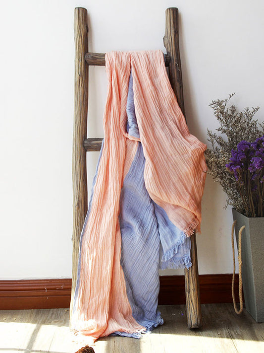 Vintage Ramie Cotton Contrast Color Scarf