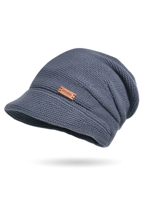 Flat Brim Solid Color Split-Joint Hats Knitted Hats