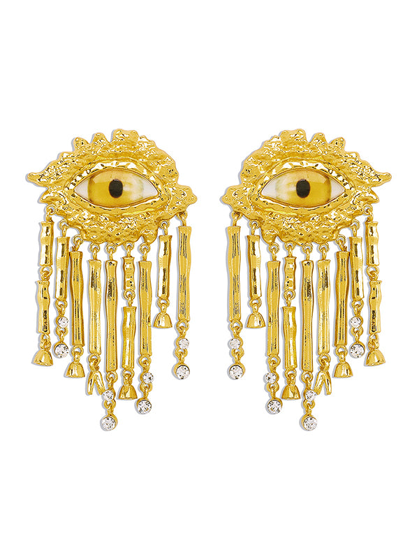 Eye Shape Geometric Tasseled Drop Earrings Earrings Accessories