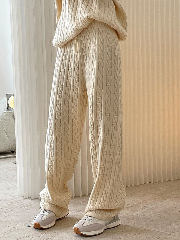 Original Creation Wide Leg Loose Jacquard Solid Color Casual Pants Bottoms