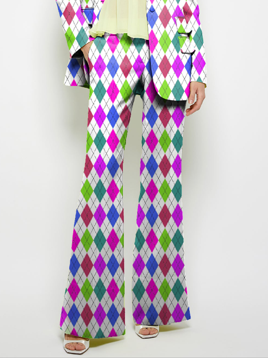 Loose Wide Leg Pockets Printed Pants Suit Pants Trousers