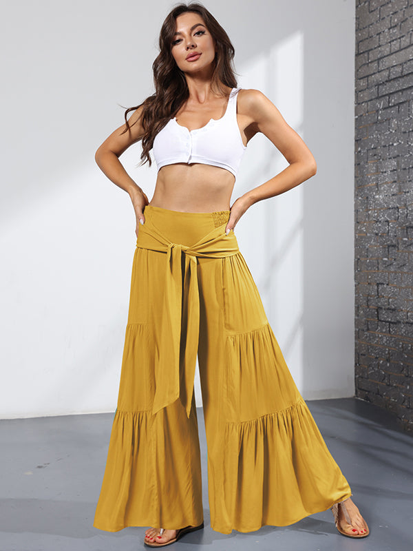 11 Colors Simple High Waisted Solid Color Casual Wide Leg Pants