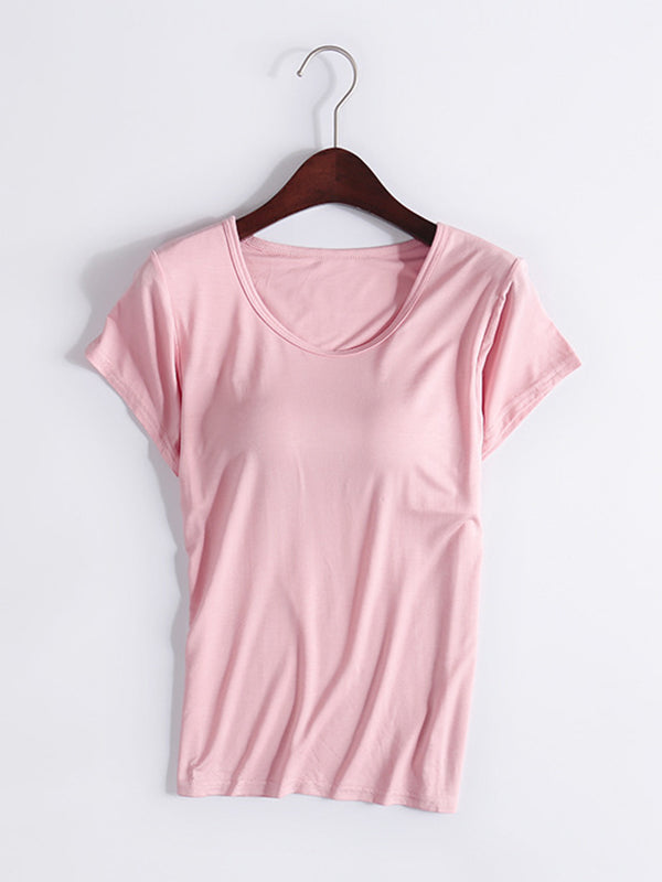 Modal Solid Color Short Sleeve Yoga Casual T-Shirts