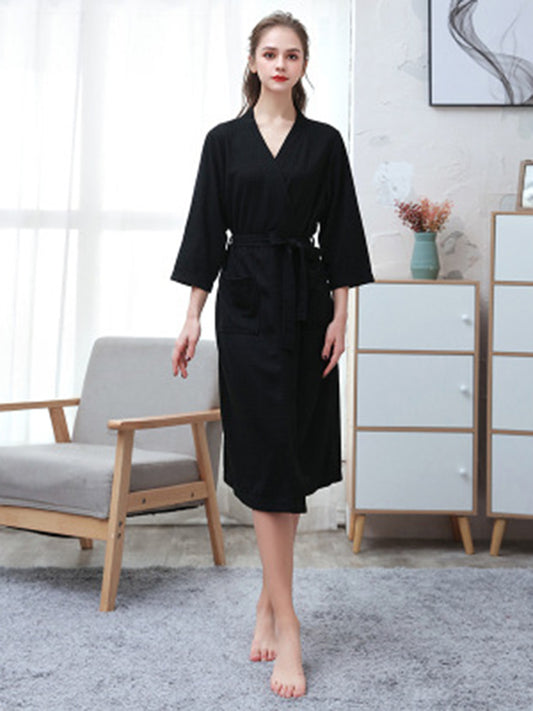 Comfortable Solid Bandage Thin Pajama Robe