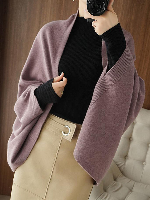 Casual Loose Solid Color Shawl&Cloak