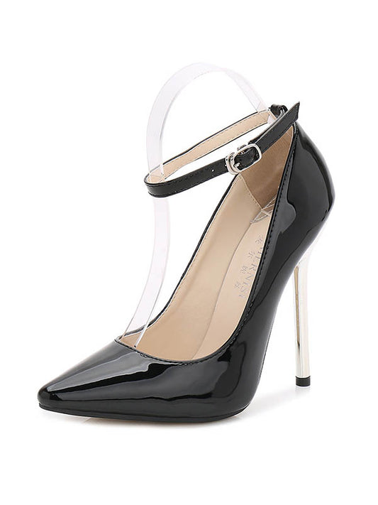 Belt Buckle Pointed-Toe Shallow Cut Split-Joint Pumps