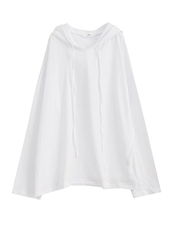 Solid Color Drawstring Long Sleeve Hoodies