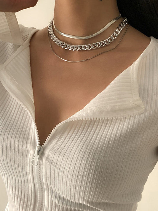 Chains Hollow Solid Color Dainty Necklace Necklaces Accessories