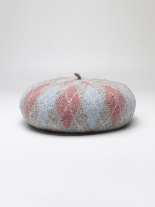 Vintage Wool Contrast Color Beret Hat