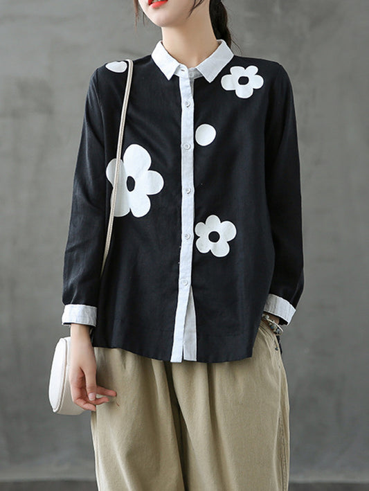 Original Floral Long Sleeve Blouse Tops