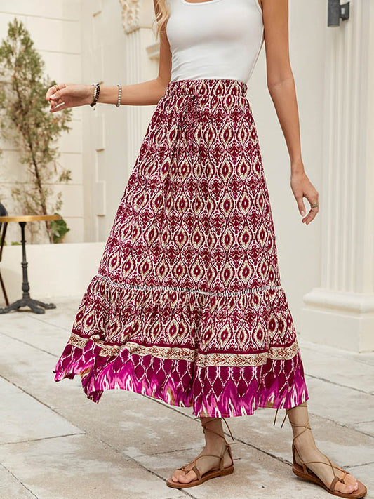 Loose Contrast Color Elasticity Skirts Bottoms