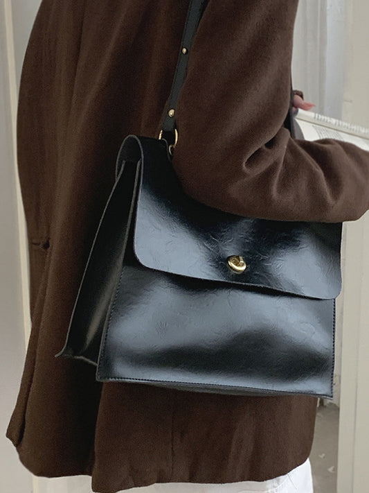 Vintage Solid Color PU Tote Bags Accessories