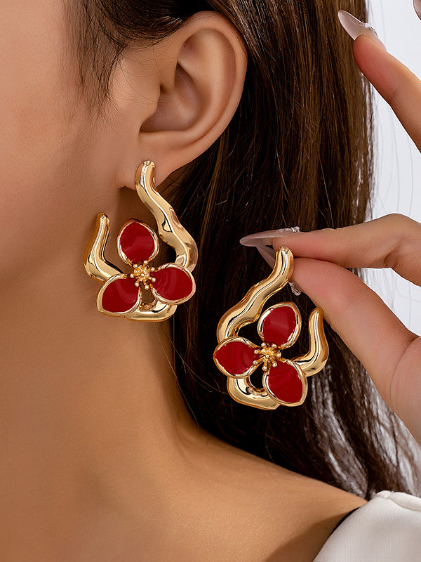 Flower Shape Drop Earrings