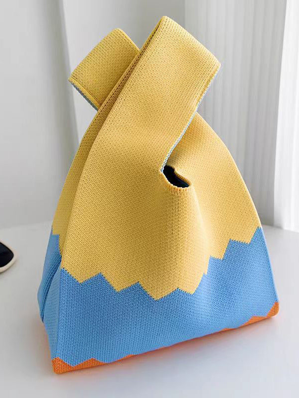 Contrast Color Woven Handbag