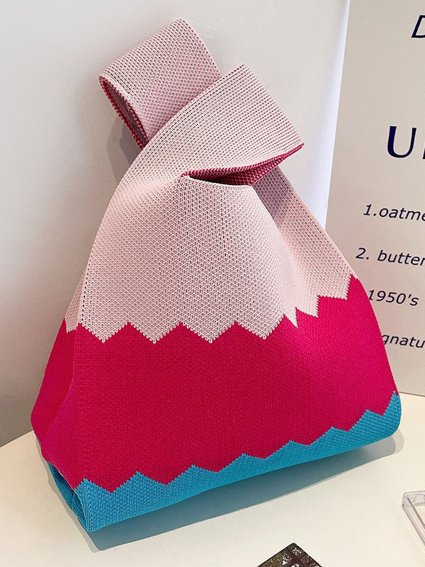 Contrast Color Woven Handbag