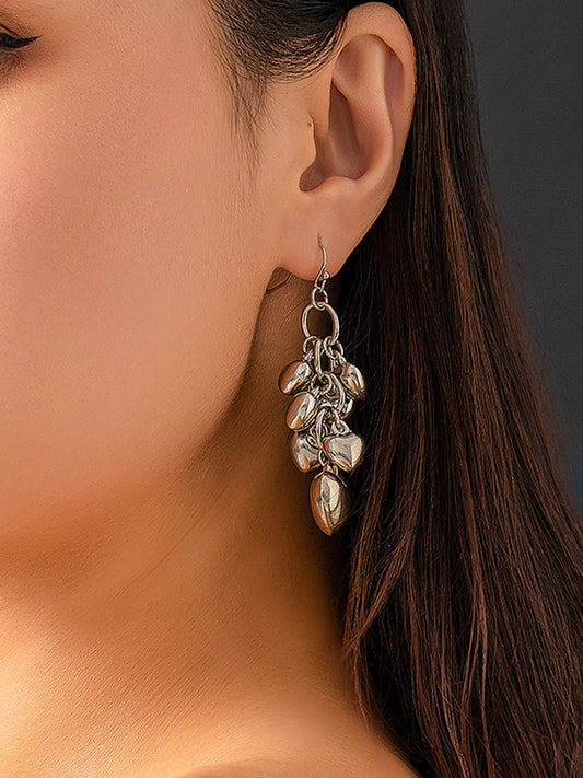 Chains Geometric Heart Shape Drop Earrings