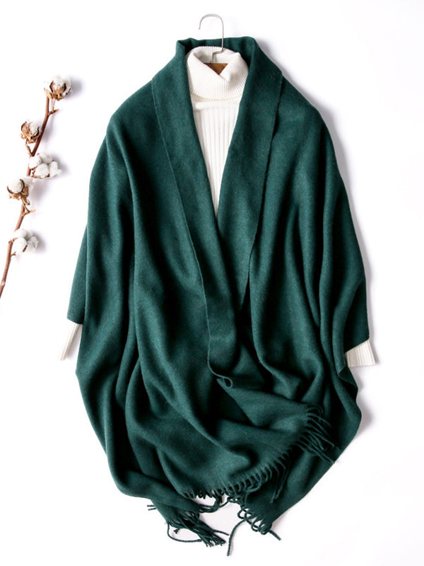 Keep Warm Solid Color Tasseled Shawl&Scarf