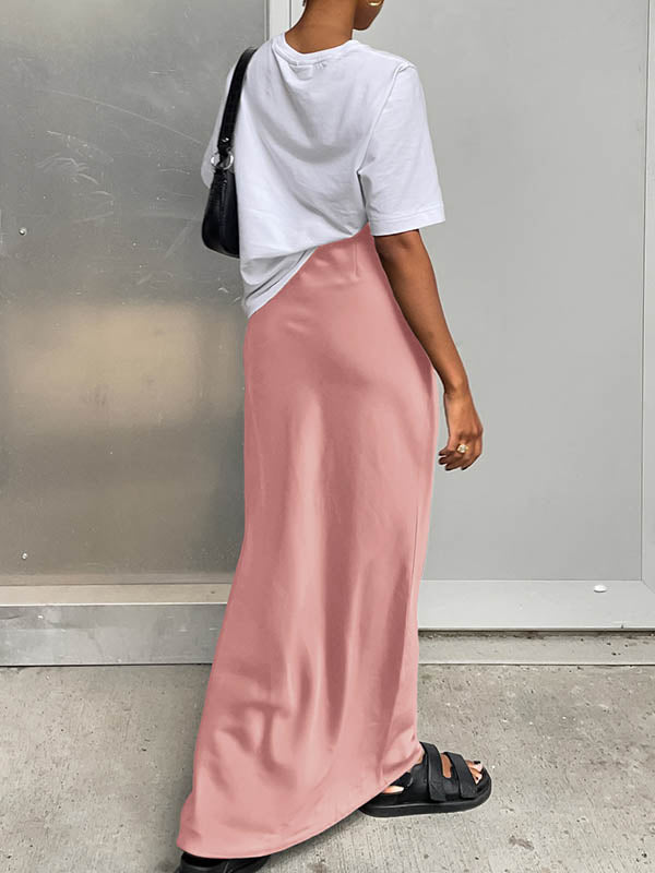 High Waisted Solid Color Skirts Bottoms