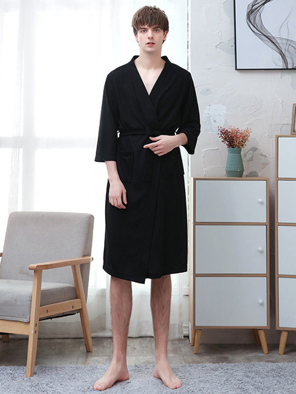 Comfortable Solid Bandage Thin Pajama Robe
