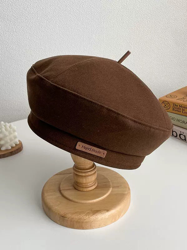 Casual Keep Warm Solid Color Beret Hat