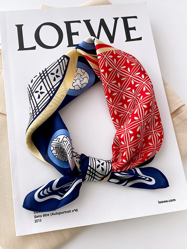 Vintage Square Printed Silk Scarf