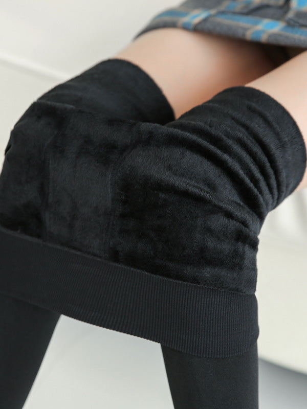 Simple Velvet Keep Warm Solid Color Leggings