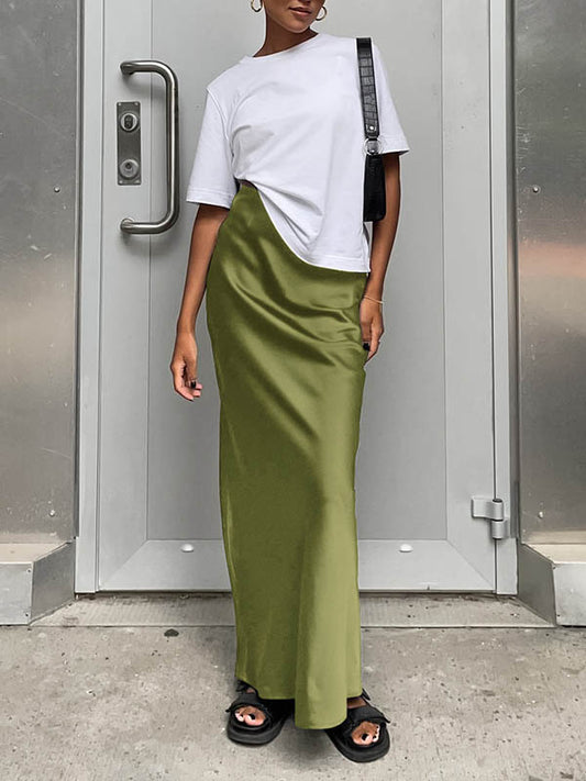 High Waisted Solid Color Skirts Bottoms