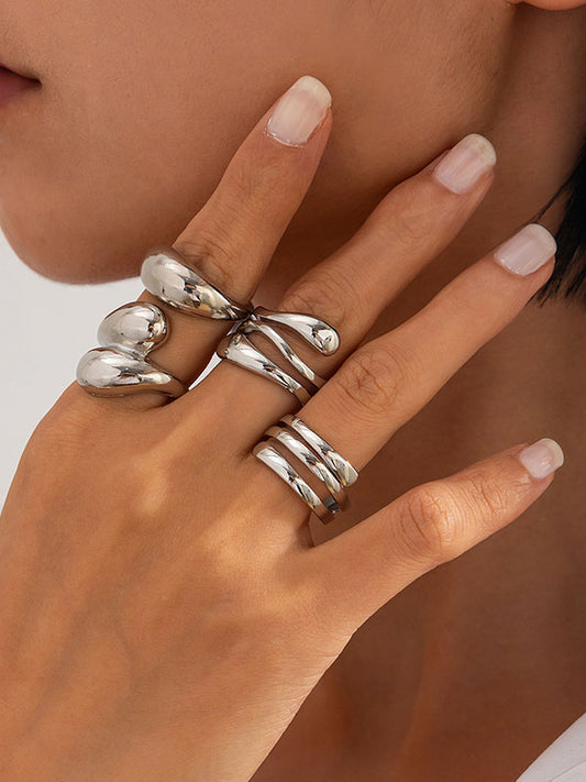 Geometric Solid Color Rings Accessories